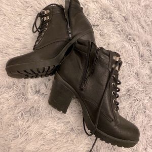 Black Heeled Booties w/ Laces